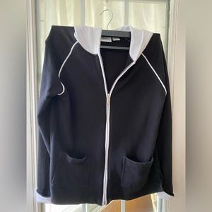 Jason Maxwell Black and White Zip-Up Hoodie